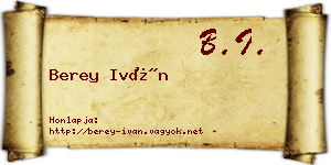 Berey Iván névjegykártya