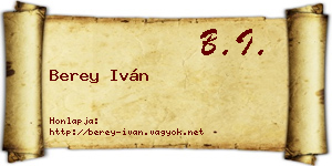 Berey Iván névjegykártya